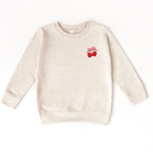 Cherry Hearts Pink Bow Patchwork Print - Toddler Graphic Sweatshirt - 1 of 3
