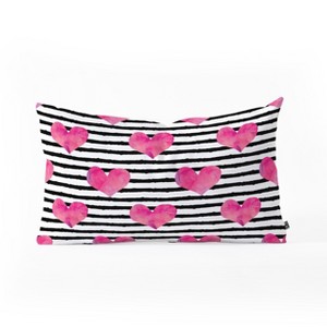Little Arrow Design Co watercolor hearts on stripes Oblong Throw Pillow - Society6 - 1 of 2