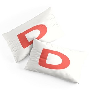 Deny Designs King April Lane Art Block Red Monogram D Microfiber Printed Pillow Sham - 1 of 3