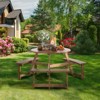 Tangkula 6-Person Outdoor Wooden Picnic Table W/ 3 Benches & Solid Wood Table, Circular Outdoor Dining Table W/ Umbrella Hole - 2 of 4