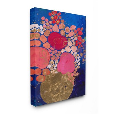Stupell Industries Abstract Whimsical Flower Vase Blue Pink Gold