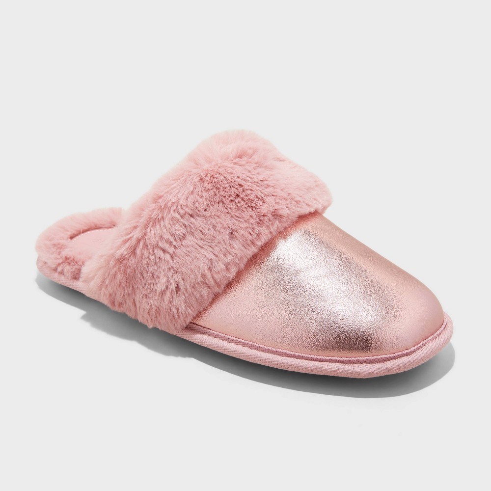 Women's Rae Metallic Scuff Slippers - Auden™ Pink S: Slip-On, Indoor/Outdoor, Backless Design