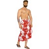 LA LEELA Men's Sarong Bath Swim Pareo Aloha Wrap One Size Red - 3 of 4