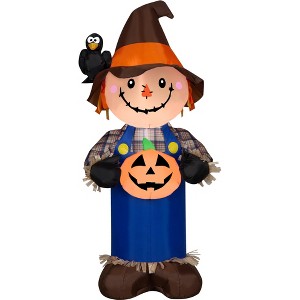 Gemmy Airblown Inflatable Scarecrow w/JOL Scene, 5 ft Tall, Multi - 1 of 4