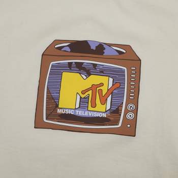MTV Television Logo Crew Neck Short Sleeve Natural Cropped Tee