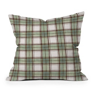 16"x16" Deny Designs Ninola Design Geo Checks Outdoor Throw Pillow Green: UV & Mildew Resistant, Artist-Crafted - 1 of 4