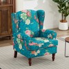 Modern Floral Accent Chair with Retro Wood Legs | Comfy Upholstered Armchair for Living Room, Bedroom & Office-- Frevyn - 2 of 4
