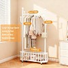 Hall Tree Coat Tree Hanging Rack, Shoe Rack Organizer,Metal Laundry Hamper Clothes Storage Organizer with Lockable Wheels - 4 of 4