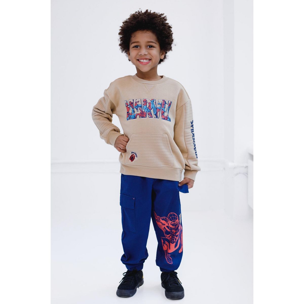 Marvel Spider-Man Spider-Man Fleece Sweatshirt Twill Jogger Pants Outfit Set Little Kid to Big Kid - thumbnail 2