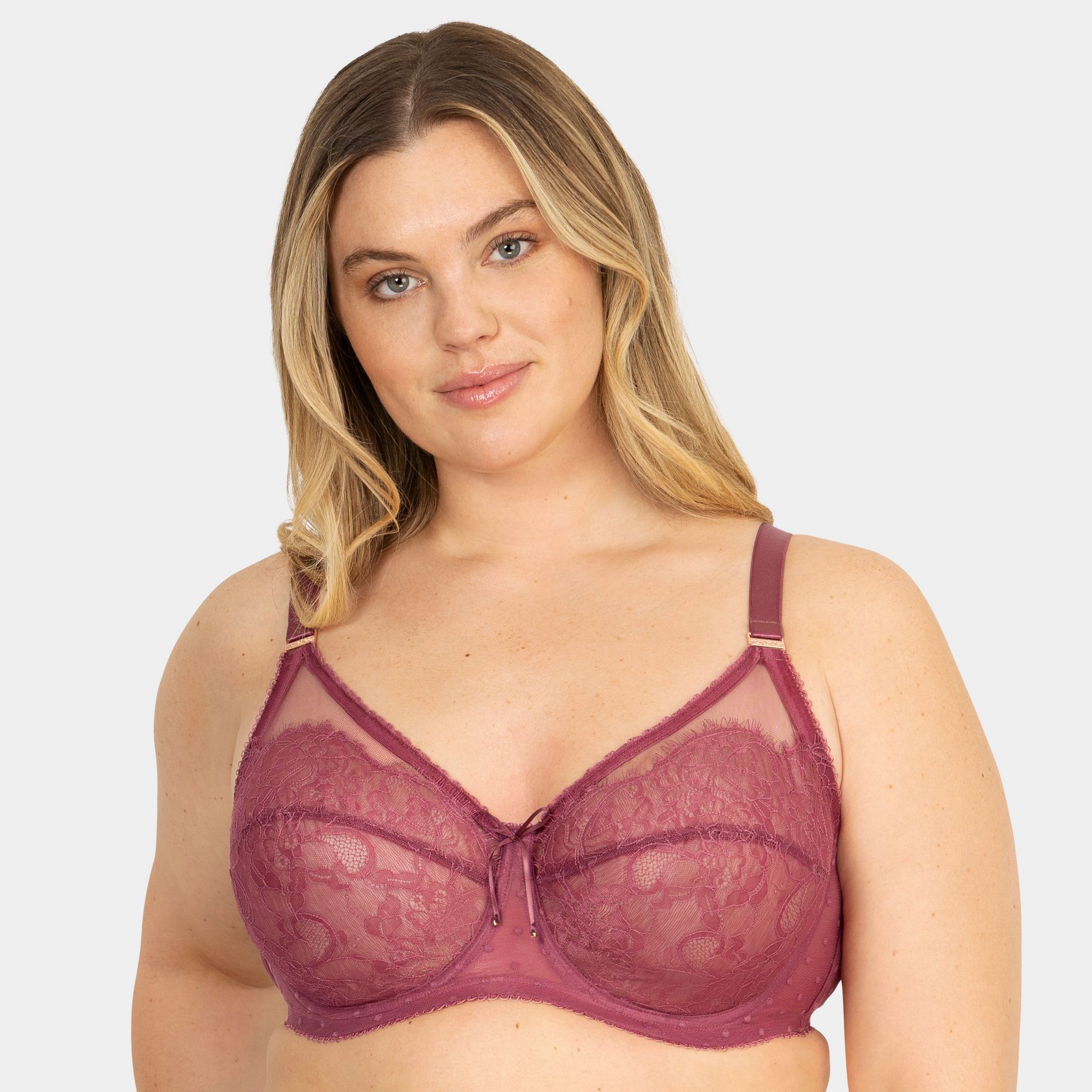 Smart & Sexy Women's Retro Lace & Mesh Unlined Underwire Bra Violet Quartz 38C