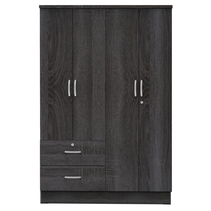 Better Home Products Luna Modern Wood 4 Doors 2 Drawers Armoire in Gray, 1 of 3