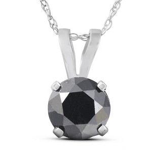 Pompeii3 1 CT Black Diamond Solitaire Pendant-Necklace in White Gold on an 18" Chain - 1 of 4