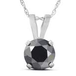 Pompeii3 1 CT Black Diamond Solitaire Pendant-Necklace in White Gold on an 18" Chain