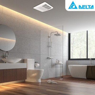 White Rectangular Bathroom Exhaust Fan with Light and Heater