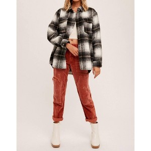 Women's Plaid Oversized Shacket - Hem & Thread - 1 of 3