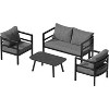 PAKASEPT 4Pcs Aluminum Patio Loveseat Set with Cushions, Loveseat Coffee Table Cushions Deck, Modern Design, Water-Resistant - 2 of 4