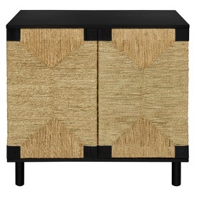 Vynxaria 2-Door Buffet Sideboard - Storage Cabinet with Adjustable Shelves and Natural Seaweed Decor Doors for Living Room, Kitchen, Entryway - 1 of 4
