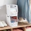 Wave Narrow Open Front White - Brightroom™: Stackable Storage Bin, 13" Cube Compatible, Cut-Out Handles - 2 of 3