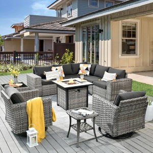 XIZZI 10 Pieces Wicker Furniture Set, Sectional Sofa Set with Wide Armrest and Deep Seat, Rattan Modular Conversation Set for Backyard Garden - 1 of 4