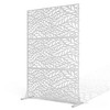 TOAOTBNBO Metal Privacy Screen with Stand, Decorative Privacy Fence Panels with Leaf Pattern, Outdoor Privacy Screen for Garden, White - 2 of 4
