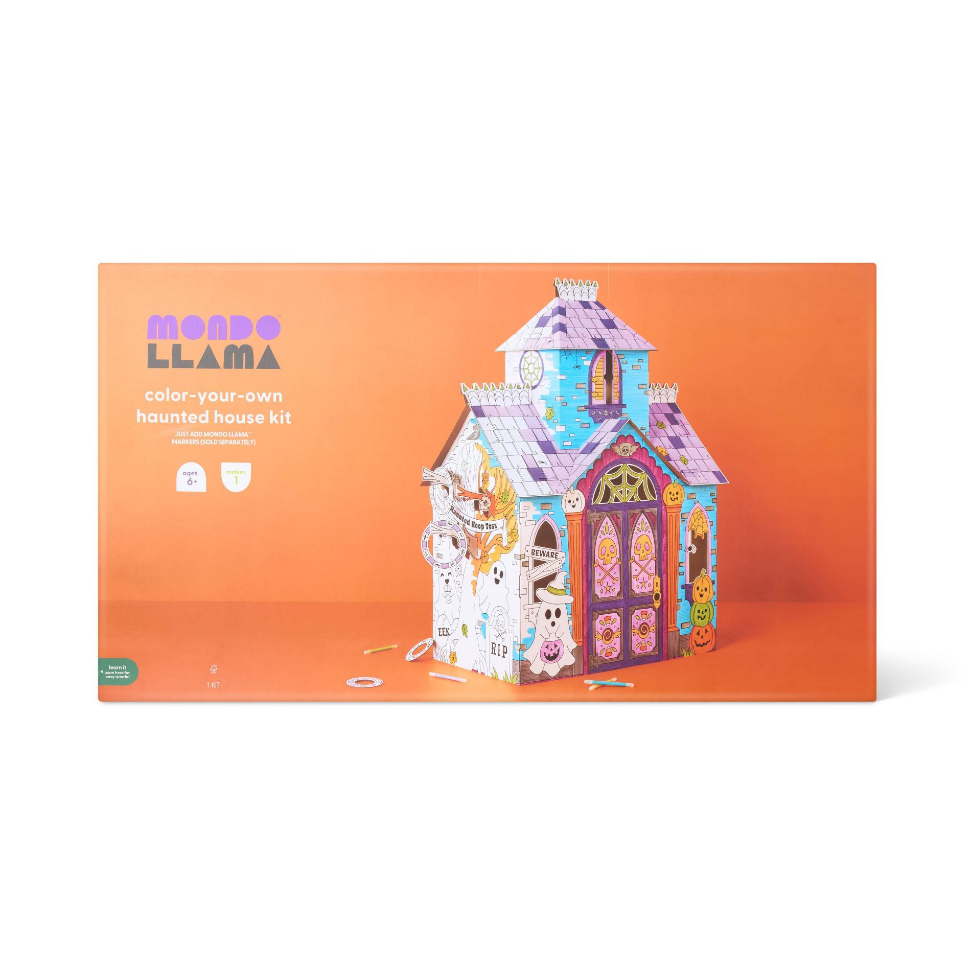 Halloween Craft Haunted House Fort Coloring Activity DIY - Mondo Llama™