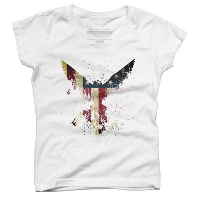 Girl's Design By Humans M'erica Eagle By designpro44 T-Shirt