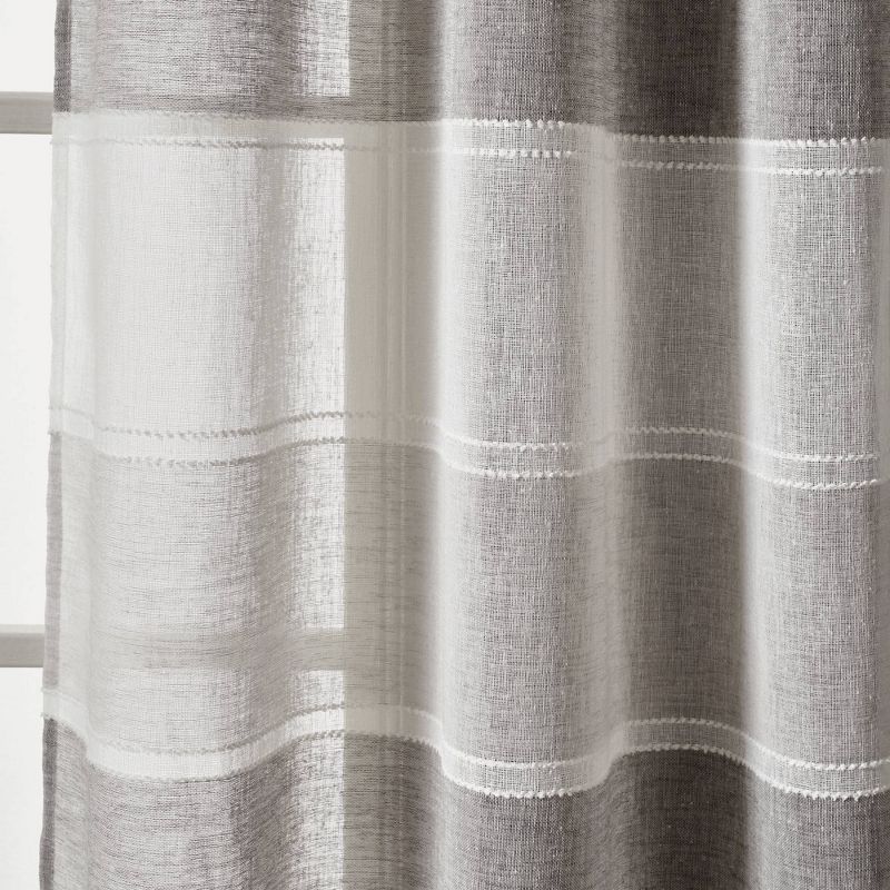 Set of 2 38"x84" Textured Stripe Grommet Sheer Window Curtain Panels - Lush Décor, 4 of 8