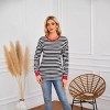Womens Fall Casual Long Sleeve Shirts Striped Color Block Crew Neck Tops Business Fashion Round Neck Outfits Clothes Blouses - 2 of 4