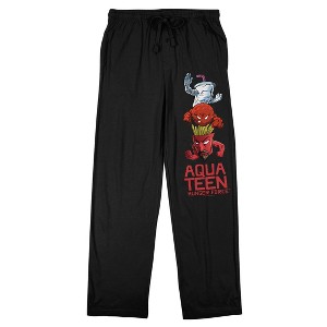 Aqua Teen Hunger Force Stacked Characters Men's Black Sleep Pajama Pants - 1 of 4