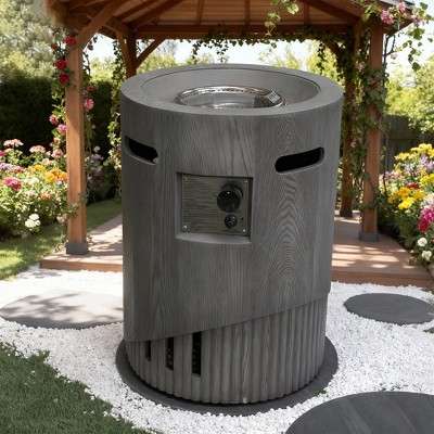 20" 32000 BTU Outdoor Gas Fire Pit, CSA Certified, with Lava Stones & Rain Cover, MGO Stone Finish, Perfect for Patio & Garden Use