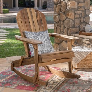 Okak Rustic Adirondack Rocking Chair Premium Acacia Accent Chairs,1 Pc,Outdoor Lazy Chair for Porch,Backyard&Garden,Natural - 1 of 4