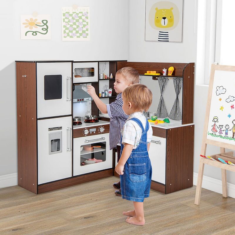 Costway Wooden Corner Play Kitchen w/ Lights & Sounds Water Circulation System for Kids, 2 of 11