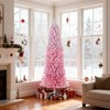 Costway 6/7 FT Snow-flocked Artificial Pink Christmas Tree with 140 Lights & 392 Branch Tips - 4 of 4
