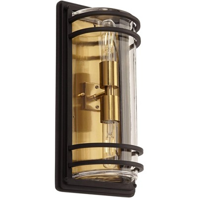 Modern Luxe 21" Black and Gold Wall Sconce with Clear Glass