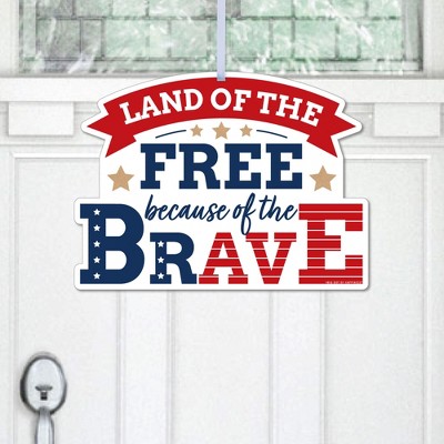 Big Dot of Happiness Happy Veterans Day - Hanging Porch Patriotic Outdoor Decorations - Front Door Decor - 1 Piece Sign