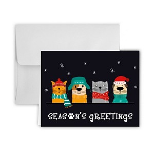 Paper Frenzy Dogs and Cats Seasons Greetings Christmas Cards and Envelopes - 25 pack - 1 of 2