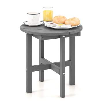 Costway Patio 18'' Adirondack Round Side Table All Weather HDPE End Table Outdoor Grey