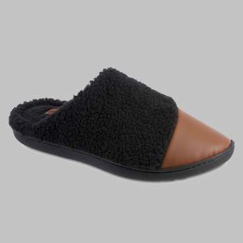 Isotoner Women's Tinsley Vegan Leather & Berber Clog Slippers