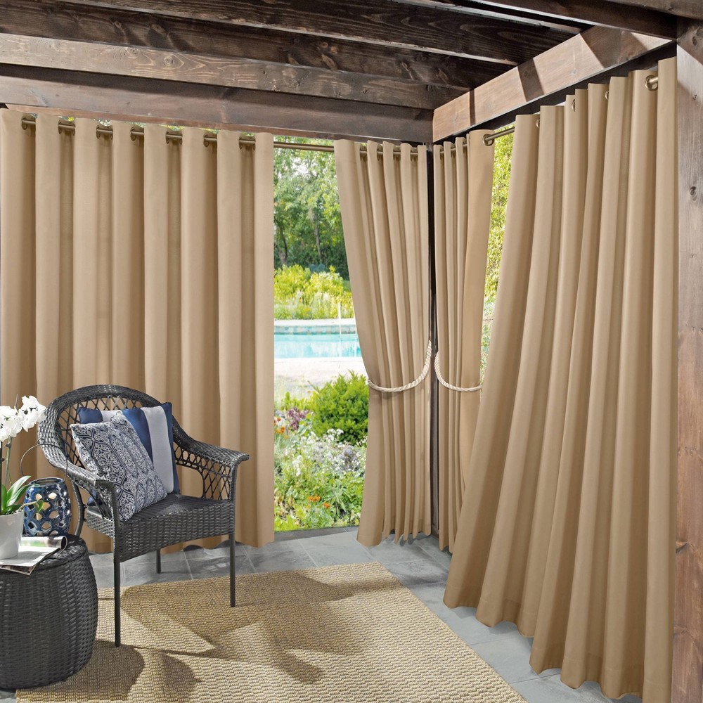 Photos - Curtains & Drapes 84"x54" Sailor Indoor/Outdoor UV Protectant Grommet Top Curtain Panel Beig