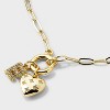 14K Gold Dipped Cubic Zirconia Puffy Heart Charm Initial Necklace - A New Day™ Gold - 4 of 4