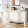 ORRD Modern White Buffet Cabinet with Semicircle Doors, 60” Storage Sideboard with 4 Shelves & Press Open, for Dining Room & Living Room - 3 of 4