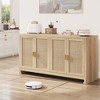 60" Rattan Buffet Cabinet, Storage Sideboard with 4 Doors & Adjustable Shelves, Woven Console Table for Dining Room, Living Room, Entryway - 4 of 4