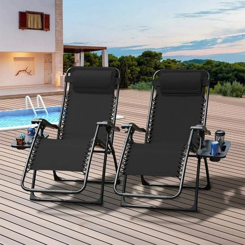 Sugift Set Of 2 Zero Gravity Lounge Chair Heavy Duty Folding Recliner Target