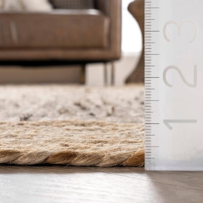 Handmade Braided Jute Rectangular Rug in Grey, Easy Care