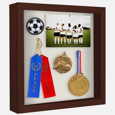 Americanflat 11x11 Shadow Box Frame with Shatter-Resistant Glass - Silhouette Collection - Mahogany with Soft Felt Back