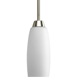 Progress Lighting Wisten Collection, 1-Light Mini-Pendant, Brushed Nickel, Etched Glass Shade - 1 of 2