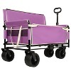 3-in-1 Convertible Folding Wagon Cart with Bench Seat & Storage - 500lbs Heavy-Duty Utility Wagon, 180L Capacity All-Terrain Wheels purple - 2 of 4