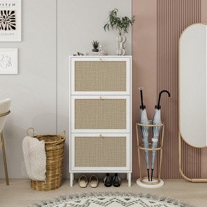 Bella Depot 3 Door Shoe Rattan Shoe Storage Cabinet - 1 of 4