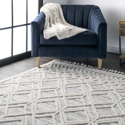 Braided Beige Square Synthetic Easy-Care Stain-Resistant Rug
