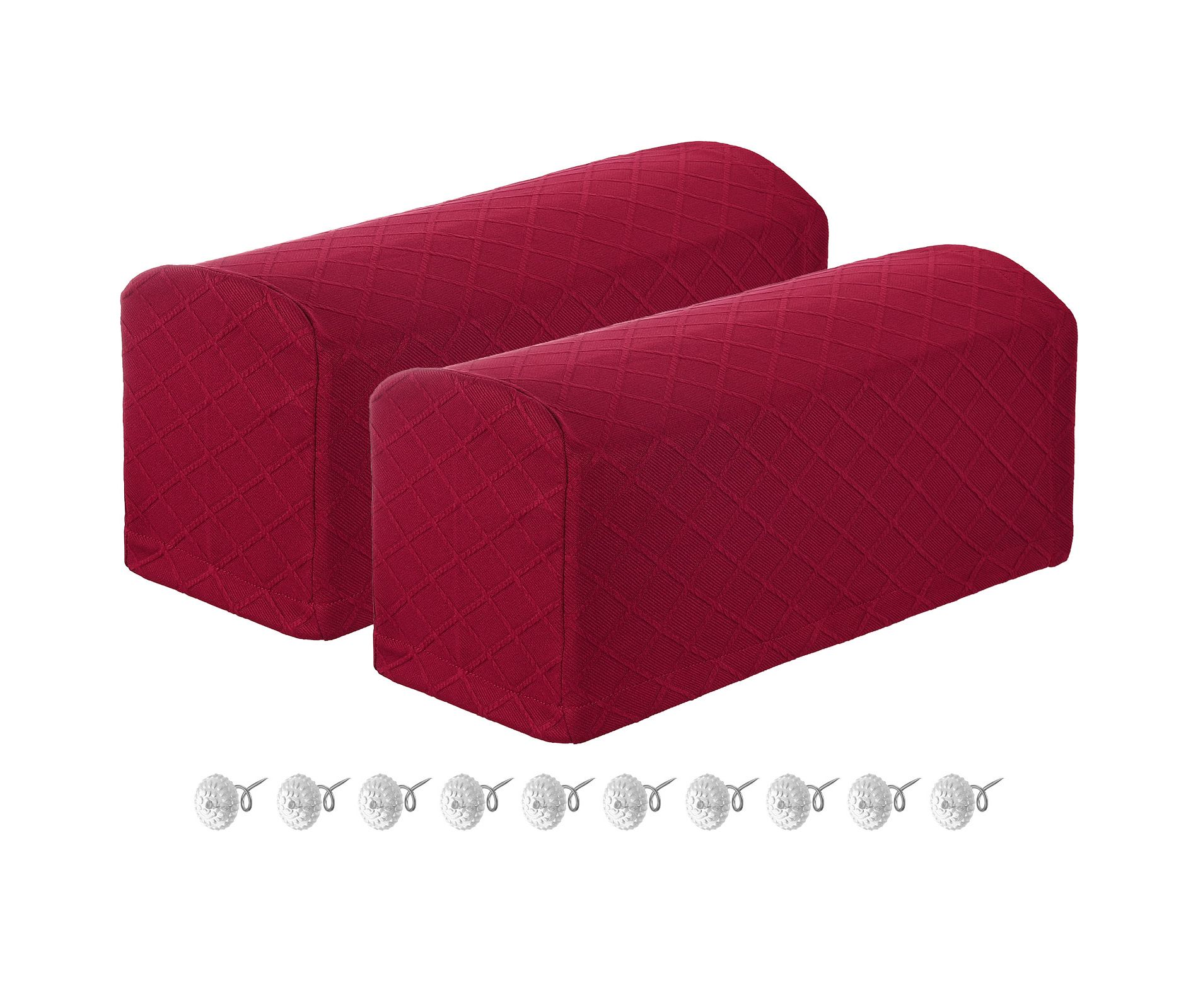Unique Bargains Non Slip Scratch Resistant Soft Armchair Slipcovers with Twist Pins 2 Pcs Wine Red